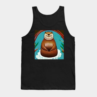 Happy Otter in Water illustration Tank Top